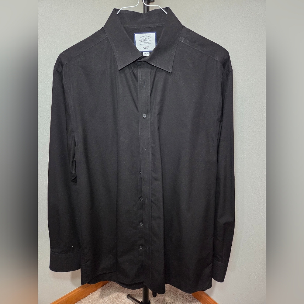 Charles Tyrwhitt Classic:Non-Iron Twill Shirt Mens 17 1/2 / 36in Black